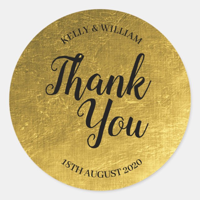 Autocollant mariage en or rond (Devant)