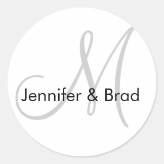 Autocollant mariage Gray Gris Monogramme noir