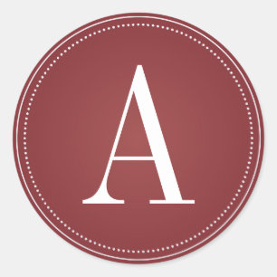 Autocollant Mariage initial de Monogramme rouge pr