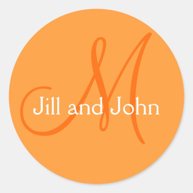 Autocollant Mariage Monogramme pour les noms orang (Devant)