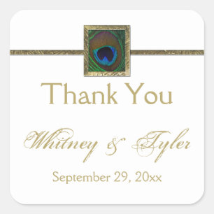 Autocollant Mariage Peacock Blanc et Or