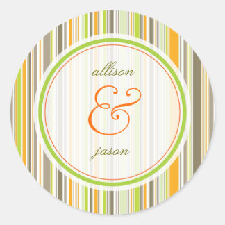 Autocollant Mariage Retro Orange Brown Green Strip