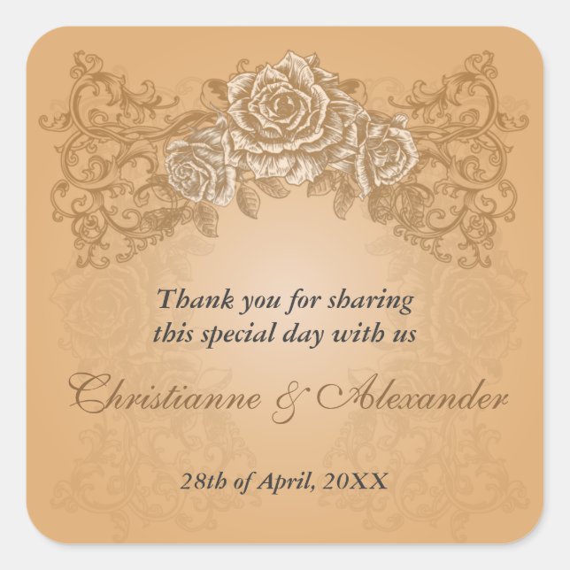 Autocollant Mariage Rose antique (Devant)
