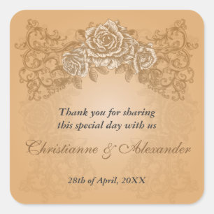 Autocollant Mariage Rose antique