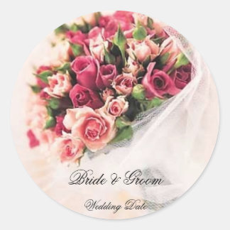 Autocollant Mariage rose Bouquet