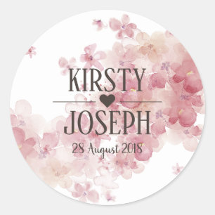 Autocollant Mariage rose floral en plumes de Boho
