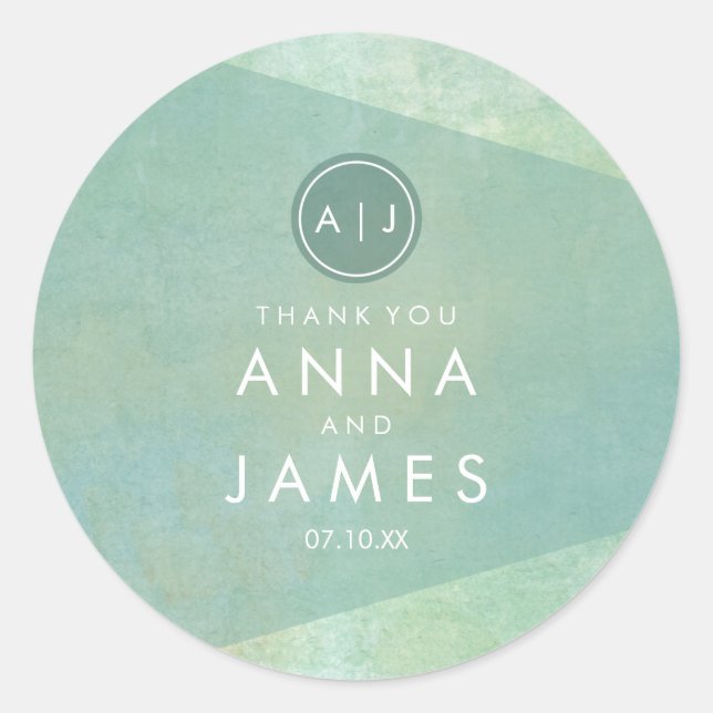 Autocollant Mariage Turquoise Géométrique moderne (Devant)