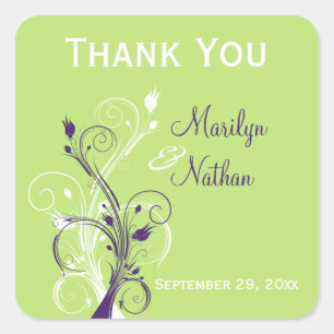 Autocollant Mariage violet vert blanc floral 1,5 p