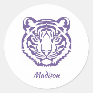 Autocollant Mascotte de l'école de tigre violet
