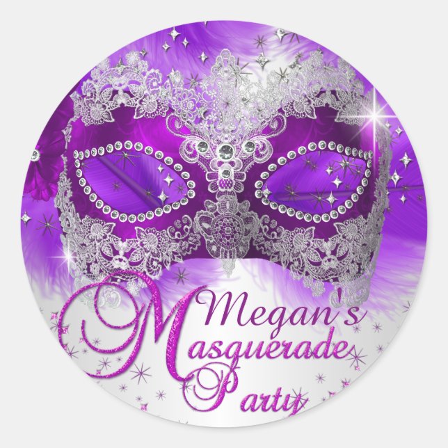Autocollant Masque de Dentelle Violet Argent Masca (Devant)