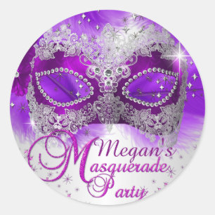 Autocollant Masque de Dentelle Violet Argent Masca