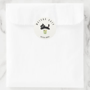 Autocollant Matcha Chat Noir Mignon   Matcha Caty 