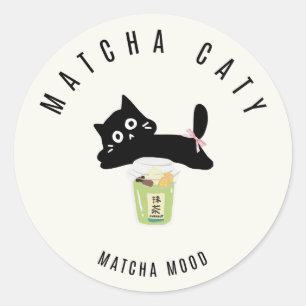 Autocollant Matcha Chat Noir Mignon   Matcha Caty 