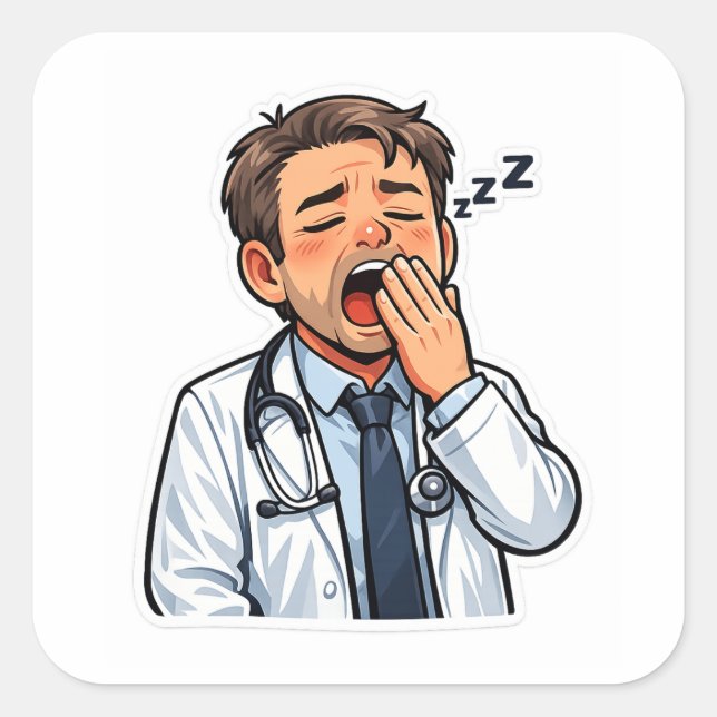 Autocollant Médecin Endormi De Garde (Devant)