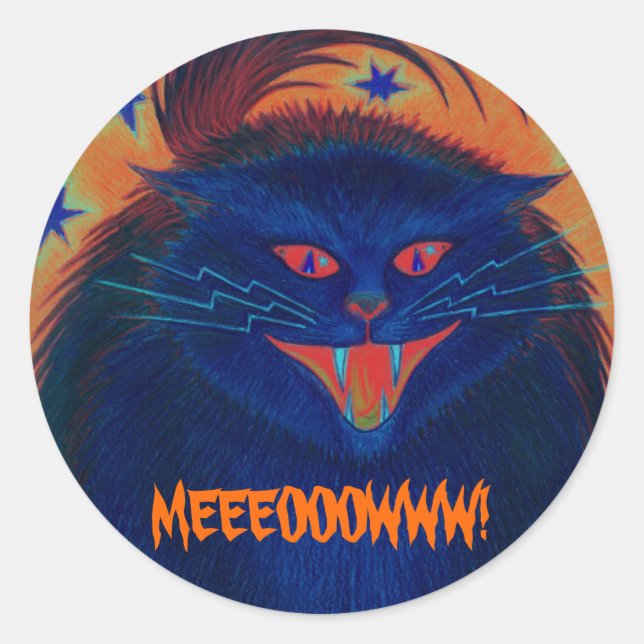 Autocollant "MEEEOOOWWW!" de chat effrayant (Devant)