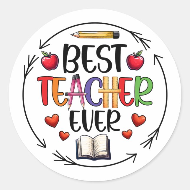 Autocollant Meilleur Enseignant Ever – Remerciemen (Devant)