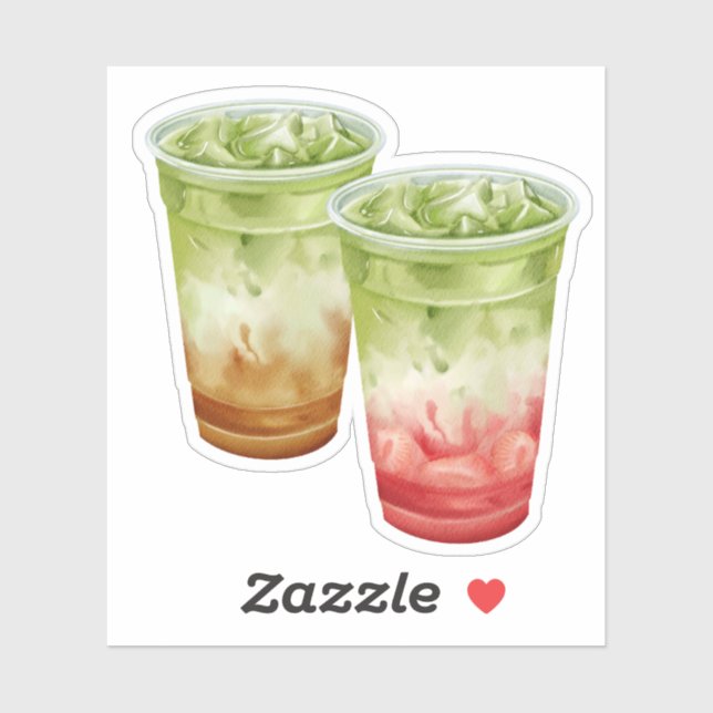 Autocollant Meilleures Amies Café Glacé et Matcha  (Feuille)
