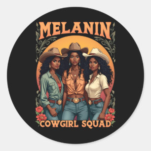 Autocollant Melanin Cowgirl Squad