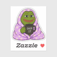 Autocollant Mème Grenouille Cozy Over It