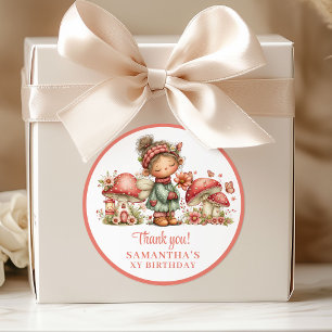 Autocollant Merci Anniversaire Fée Mignonne Rose P