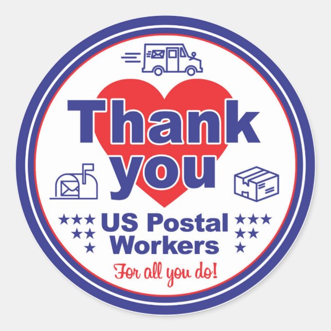 Autocollant Merci aux facteurs postaux américains (Devant)