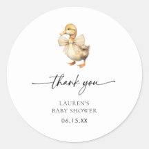 Autocollant Merci Baby shower de canard aquarelle