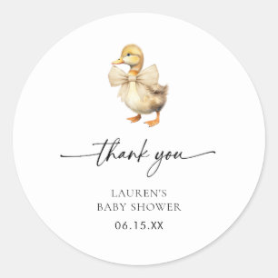 Autocollant Merci Baby shower de canard aquarelle