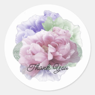 Autocollant Merci Bouquet Floral de Pivoine