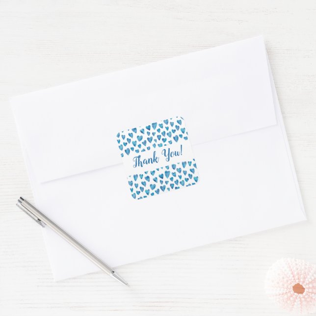 Autocollant Merci Cœur Bleu (Enveloppe)