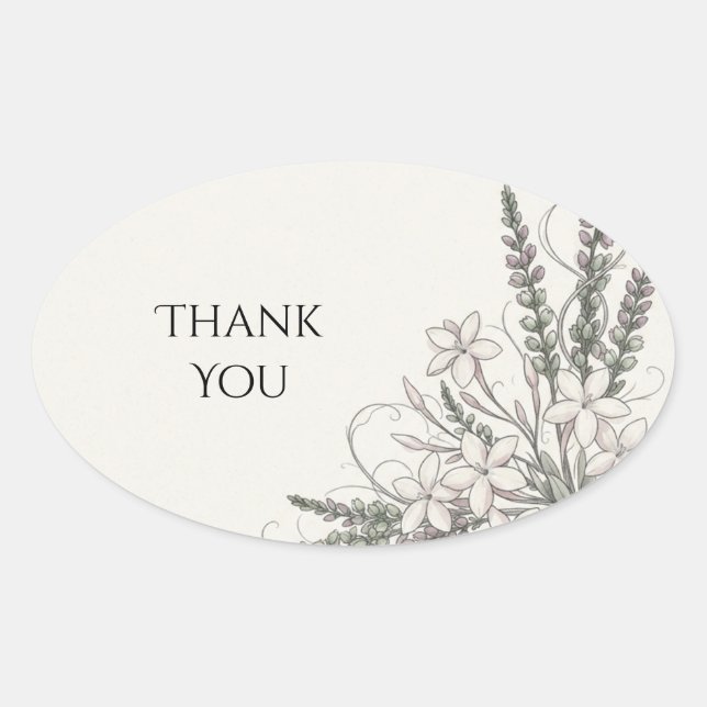 Autocollant Merci Coin Floral Verdure (Devant)