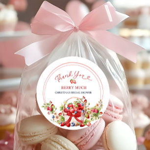 Autocollant Merci Coquette Ruban Rouge Baie Amoure