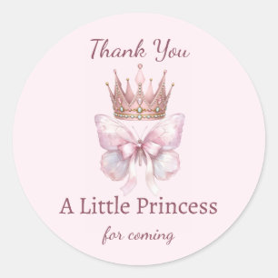 Autocollant Merci Couronne Royale Rose Princesse