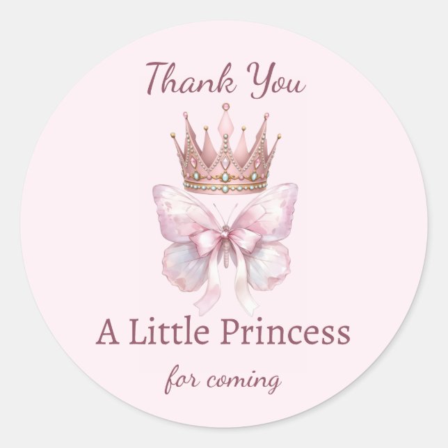 Autocollant Merci Couronne Royale Rose Princesse (Devant)