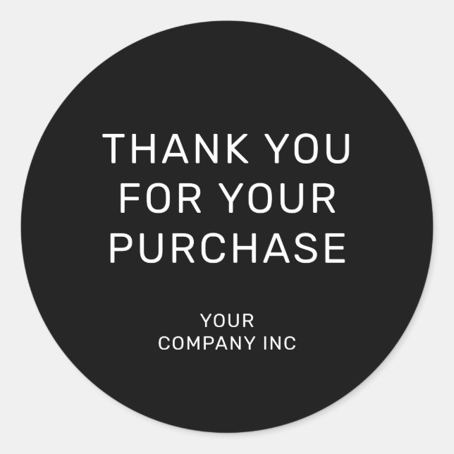 Autocollant Merci de votre achat Noir & Blanc (Devant)
