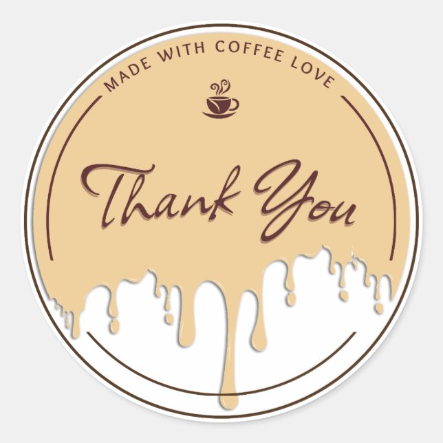 Autocollant Merci Fabriqué avec Amour pour le Café (Devant)