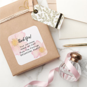 Autocollant Merci - Fleur Aquarelle Rose