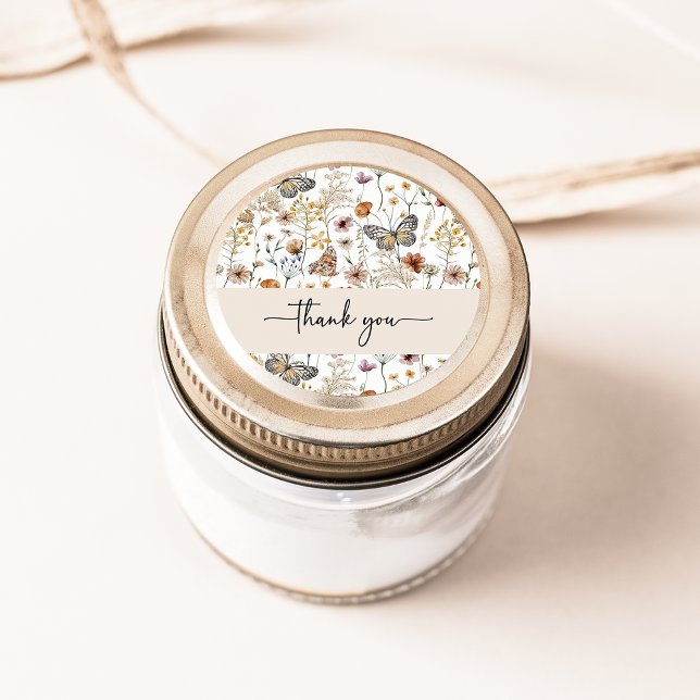 Autocollant Merci Fleur Sauvage (Boho Wildflower Thank You Sticker by Painted Paperie
)