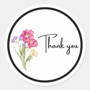 Autocollant « Merci » Floral Aquarelle