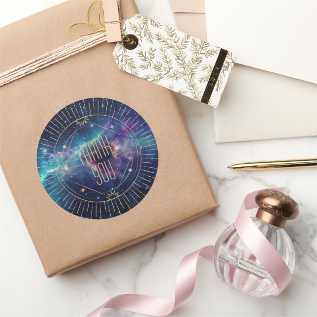 Autocollant Merci Galaxie Céleste (Cadeaux)