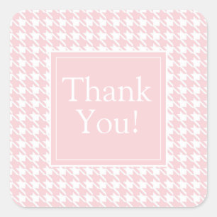 Autocollant Merci Houndstooth Rose Pastel