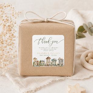 Autocollant Merci – Il Faut un Village Baby Shower