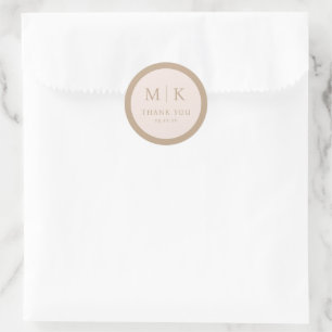 Autocollant Merci Minimaliste Beige Élégant
