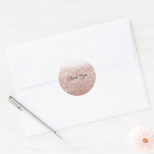 Autocollant Merci Paillettes Faux Or Rose