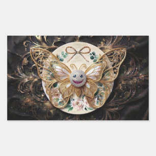 Autocollant Merci Papillon Doré Luxe Élégant