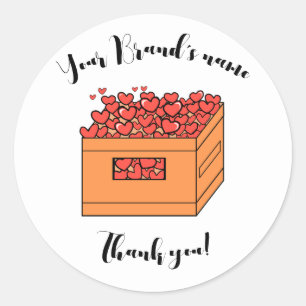 Autocollant Merci personnalisé   Boîte de cœurs