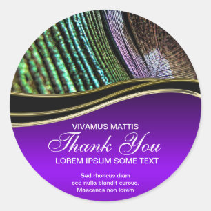 Autocollant Merci Résumé Plume de Paon Violet