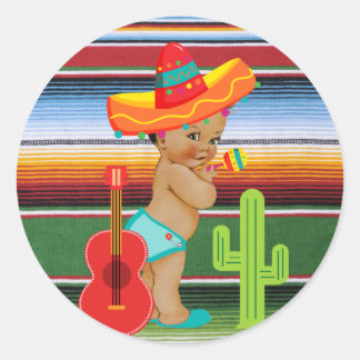 Autocollant mexicain de baby shower avec le bébé