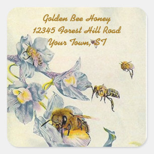 Autocollant Miel Abeilles Matin Fleurs de gloire A