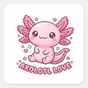 Autocollant Mignon Axolotl Rose Kawaii