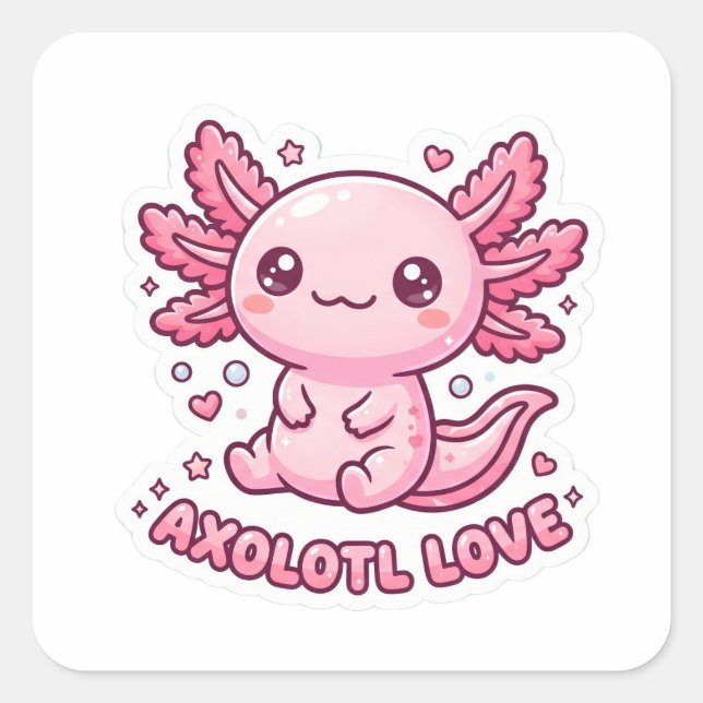 Autocollant Mignon Axolotl Rose Kawaii (Devant)